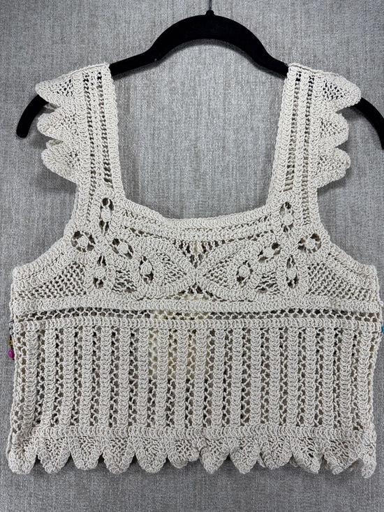 Rebellion Again Crochet Boho Crop Top NWT - Beaded Fringe Festival Tank - Picture 7 of 11